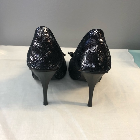 Db dk silver and black peep toe heels - Picture 2 of 5